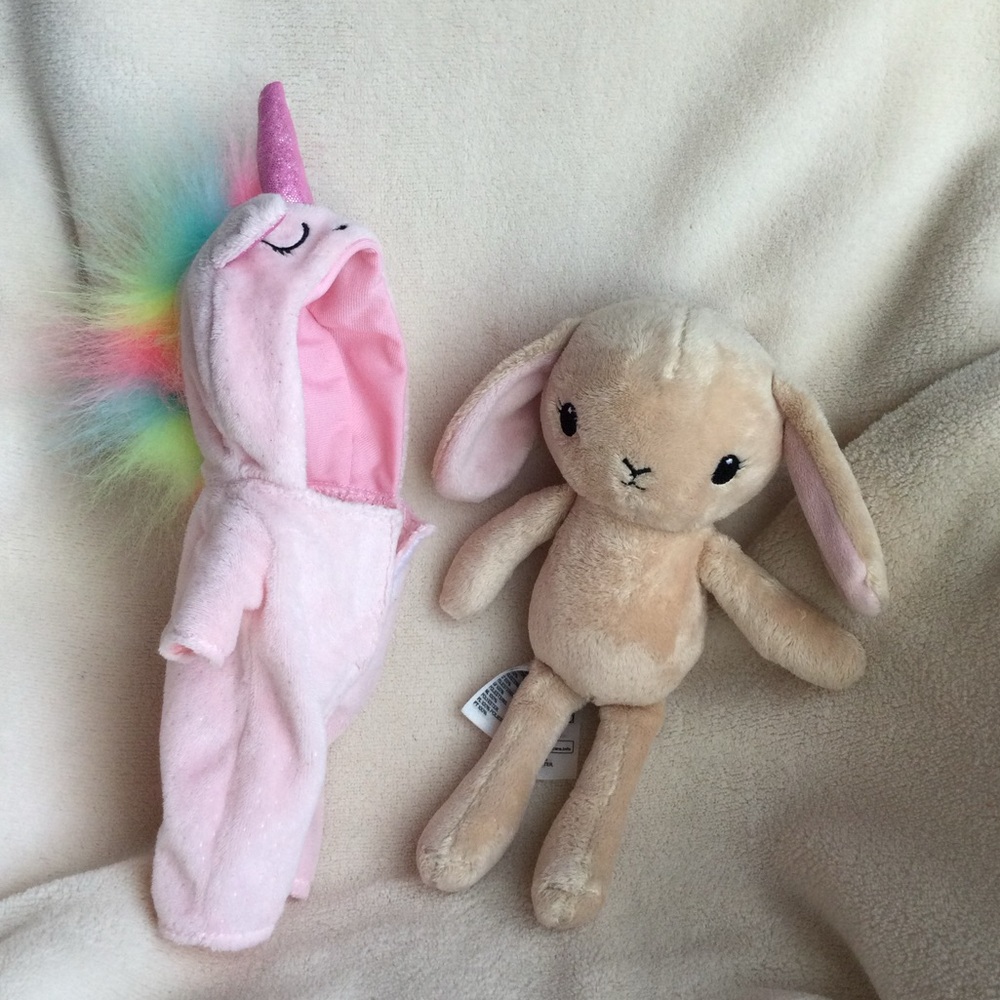 H and M Plush Bunny Ray in Pink Unicorn Costume Stuffed Animal Toy